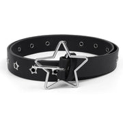 Star Eye Rivet Belt Goth Style Double Pin Buckle Man/woman Fashion Casual Punk Style Pu Leather Waistband for Jeans Y2K