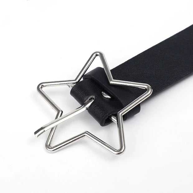 Star Eye Rivet Belt Goth Style Double Pin Buckle Man/woman Fashion Casual Punk Style Pu Leather Waistband for Jeans Y2K