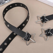 Star Eye Rivet Belt Goth Style Double Pin Buckle Man/woman Fashion Casual Punk Style Pu Leather Waistband for Jeans Y2K