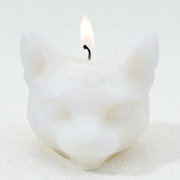 Third Eye Cat Candles – Mystical Wax Sculptures for Spiritual Decor and Unique Home Ambiance - white - Desktop