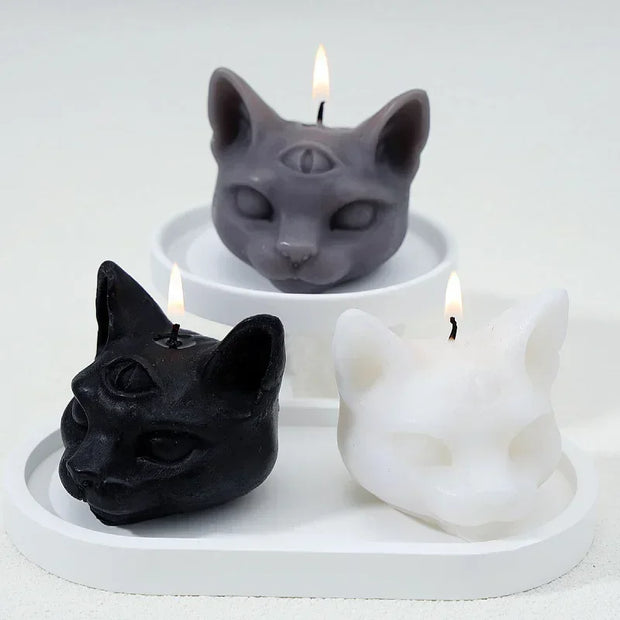 Third Eye Cat Candles – Mystical Wax Sculptures for Spiritual Decor and Unique Home Ambiance - Desktop decorations