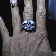 Onlysda Cool Men’s Calvarium Skull Ring With Cross Gothic 316L Stainless Steel Biker Anel Motorcycle Band jewellery Gift