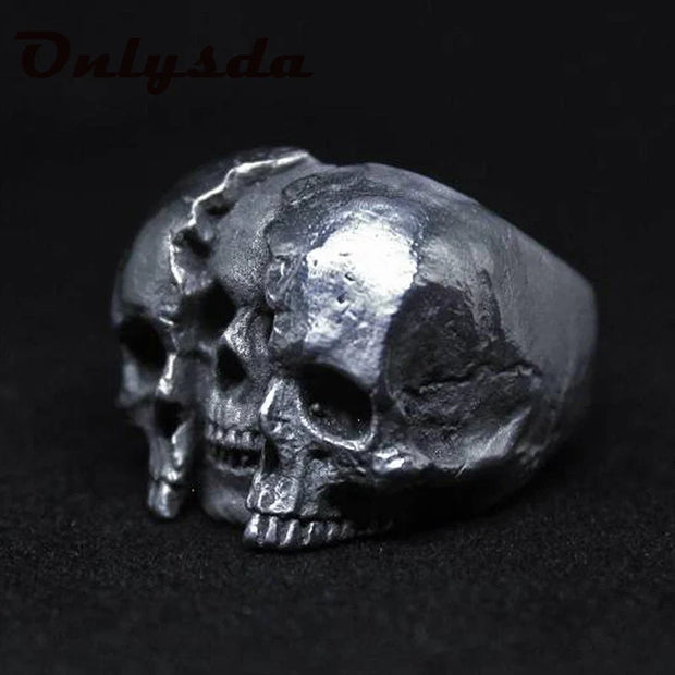 Onlysda Cool Men’s Calvarium Skull Ring With Cross Gothic 316L Stainless Steel Biker Anel Motorcycle Band jewellery Gift