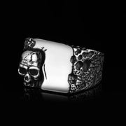 Onlysda Cool Men’s Calvarium Skull Ring With Cross Gothic 316L Stainless Steel Biker Anel Motorcycle Band jewellery