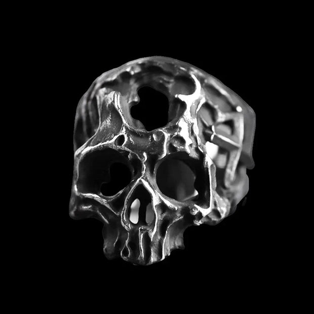 Onlysda Cool Men’s Calvarium Skull Ring With Cross Gothic 316L Stainless Steel Biker Anel Motorcycle Band jewellery