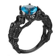 UFOORO Ghost Evil Skull Skeleton Ring Black Stone Punk Men Engagement Ring 5 - 12 Royal Blue Black Pink Green Men