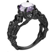 UFOORO Ghost Evil Skull Skeleton Ring Black Stone Punk Men Engagement Ring 5 - 12 Royal Blue Black Pink Green Men