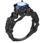 UFOORO Ghost Evil Skull Skeleton Ring Black Stone Punk Men Engagement Ring 5 - 12 Royal Blue Black Pink Green Men