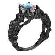 UFOORO Ghost Evil Skull Skeleton Ring Black Stone Punk Men Engagement Ring 5 - 12 Royal Blue Black Pink Green Men