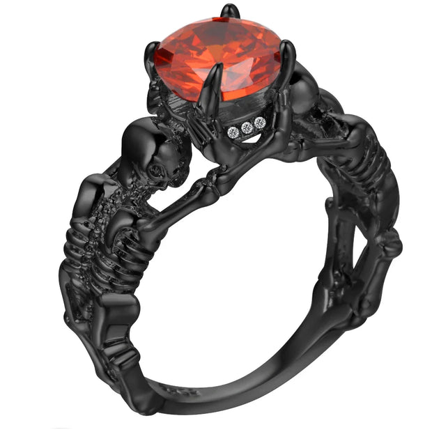 UFOORO Ghost Evil Skull Skeleton Ring Black Stone Punk Men Engagement Ring 5 - 12 Royal Blue Black Pink Green Men