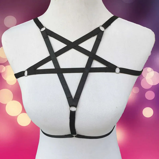 Underwear Woman Pentagram Punk Harness Cage Bra Sexy Pastel Goth Body Harness Harajuku Bra Black Bondage Harness Bra