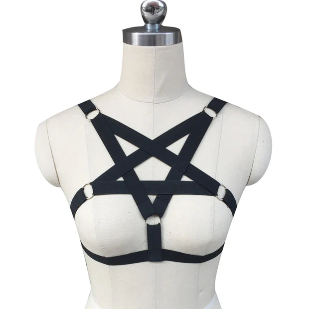 Underwear Woman Pentagram Punk Harness Cage Bra Sexy Pastel Goth Body Harness Harajuku Bra Black Bondage Harness Bra