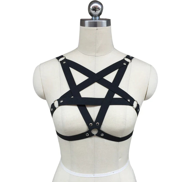 Underwear Woman Pentagram Punk Harness Cage Bra Sexy Pastel Goth Body Harness Harajuku Bra Black Bondage Harness Bra