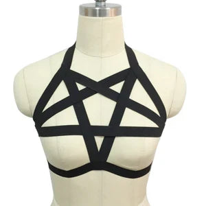 Underwear Woman Pentagram Punk Harness Cage Bra Sexy Pastel Goth Body Harness Harajuku Bra Black Bondage Harness Bra