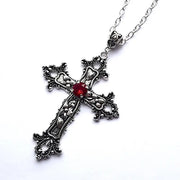 Unique Gothic Cross Pendant with Gemstone - Intricate Design - 1 - pendant