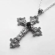 Unique Gothic Cross Pendant with Gemstone - Intricate Design - pendant