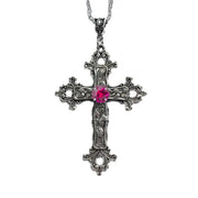 Unique Gothic Cross Pendant with Gemstone - Intricate Design - 4 - pendant