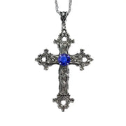 Unique Gothic Cross Pendant with Gemstone - Intricate Design - 6 - pendant