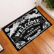 ’Welcome to the Freak Show’ Ouija-Themed Door Mat – Quirky Halloween and Gothic Home Decor - Carpets & Tapestries