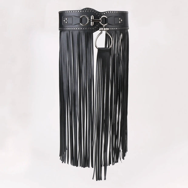 Women’s Punk Tassel Dancing Belt hemline Round Hanging Buckle Elastic waist Decorate Waist Decorate Accessories