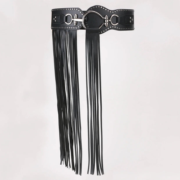 Women’s Punk Tassel Dancing Belt hemline Round Hanging Buckle Elastic waist Decorate Waist Decorate Accessories